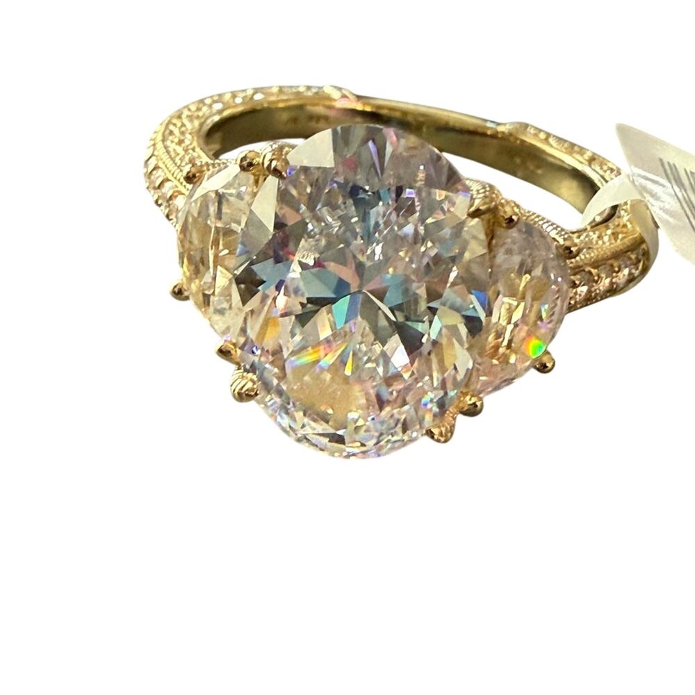 Judith Ripka 925 Sterling Silver 14K Gold Clad Ring Size 9 NEW